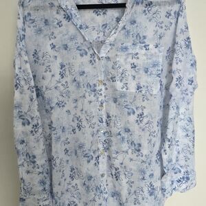 J. Jill Blue and White Floral Shirt